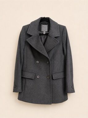 Haven Outerwear Double Breasted Wool Peacoat Charcoal Gray Medium NWOT